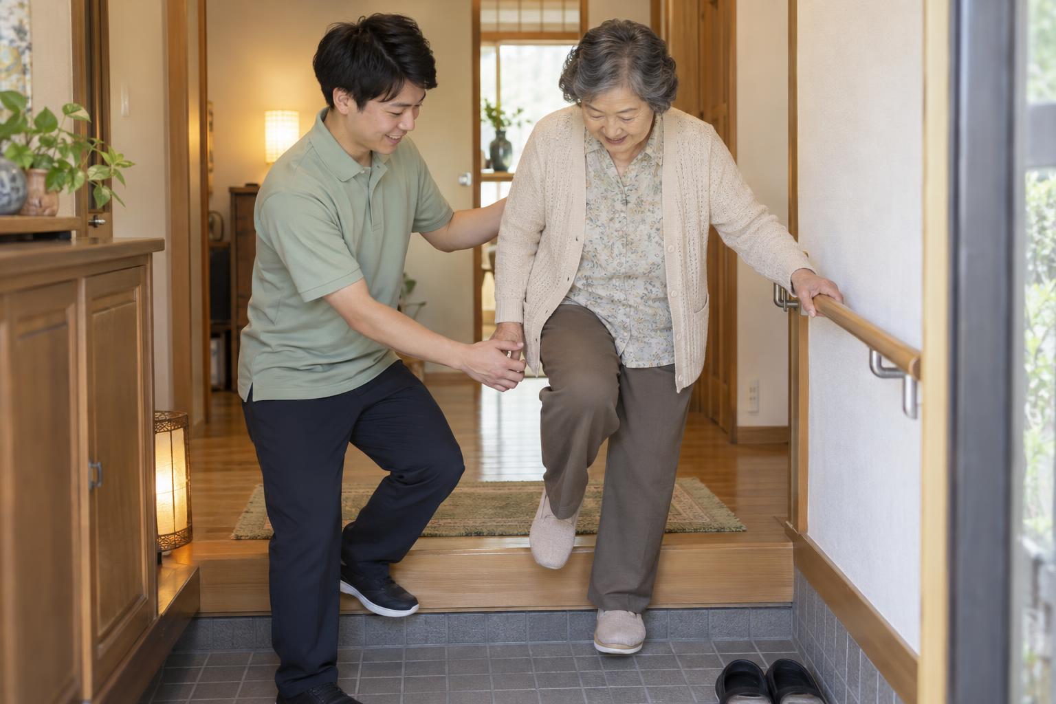 家の中での動き方を見て、暮らしに合わせたリハビリをします。