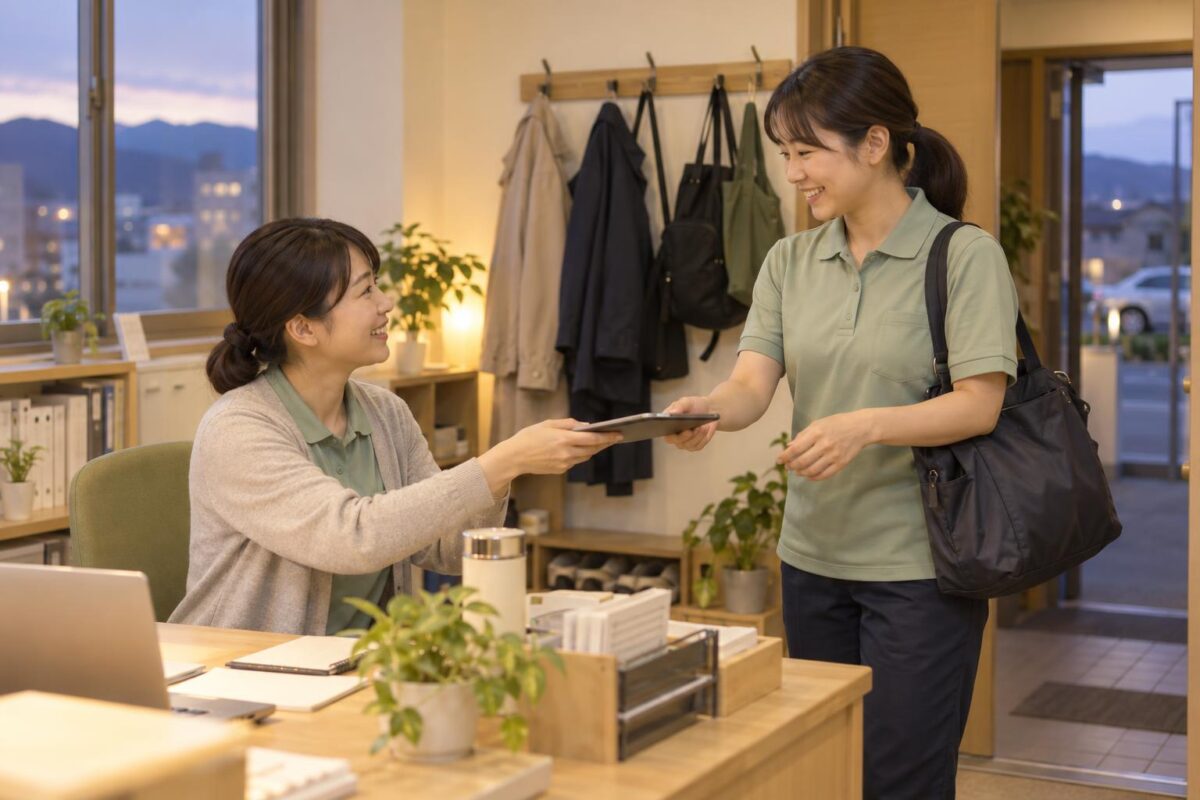 仕事中の佐々木 唯さん